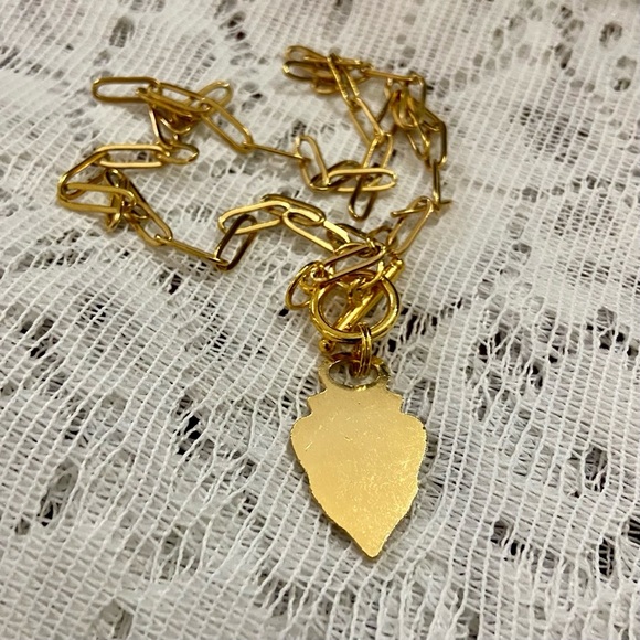 Vintage Gucci, Triangular Gold Tone Charm with 18in Gold Plated Chain Necklace - Picture 2 of 7